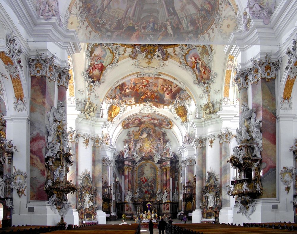 Iglesia abacial de Ottobeuren (1737-1766), ejemplo de iglesia con «mur pilier», una invención del barroco jesuita alemán