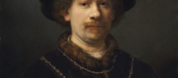 Autorretrato de Rembrandt con sombrero.