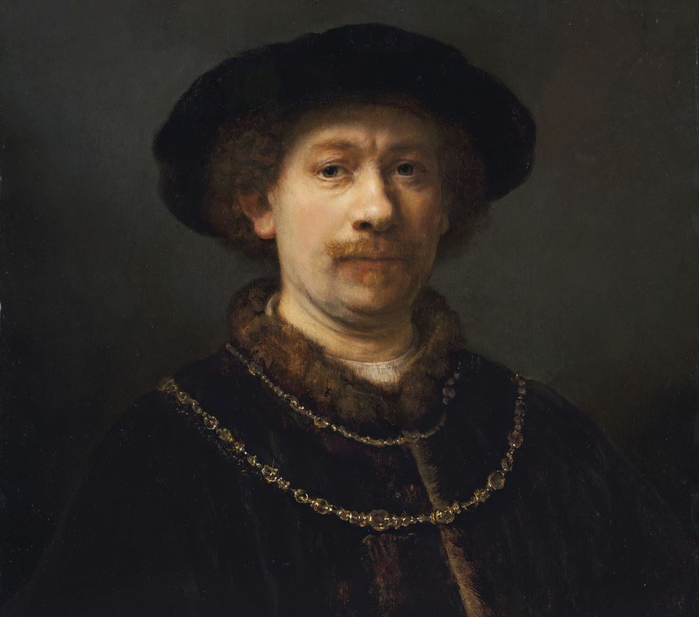 Autorretrato de Rembrandt con sombrero.