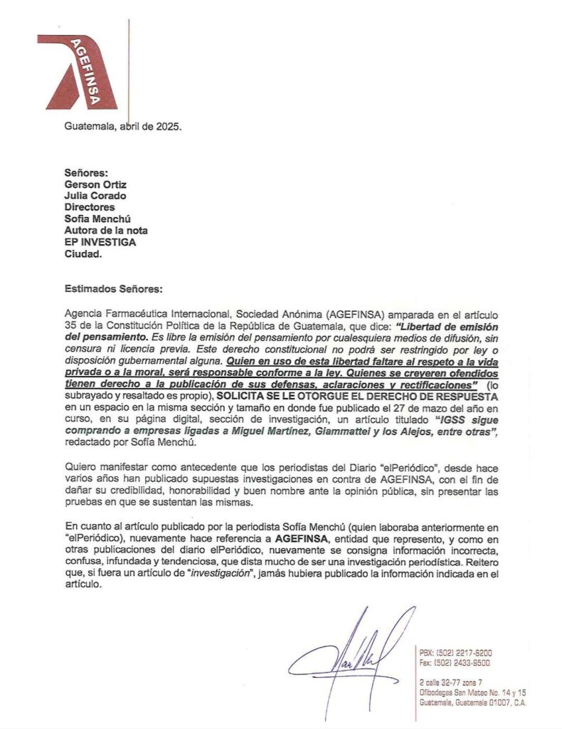 Aclaración Agefinsa